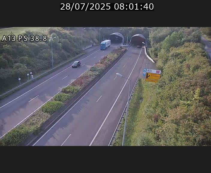 <h2>Webcam autoroute A13 à l'entrée ouest du tunnel Markusbierg à Schengen. Vue orientée vers Mondorf-les-Bains</h2>