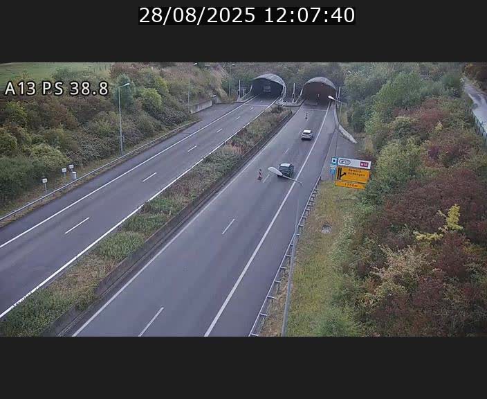 <h2>Webcam autoroute A13 à l'entrée ouest du tunnel Markusbierg à Schengen. Vue orientée vers Mondorf-les-Bains</h2>