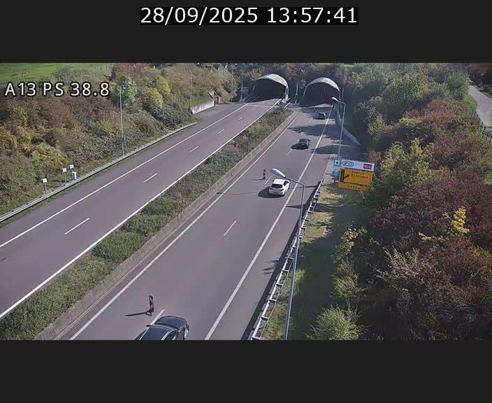 <h2>Webcam autoroute A13 à l'entrée ouest du tunnel Markusbierg à Schengen. Vue orientée vers Mondorf-les-Bains</h2>