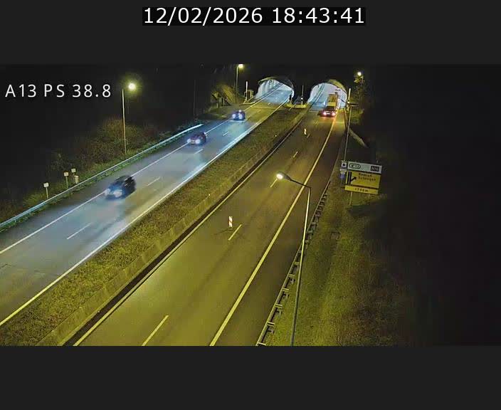 <h2>Webcam autoroute A13 à l'entrée ouest du tunnel Markusbierg à Schengen. Vue orientée vers Mondorf-les-Bains</h2>