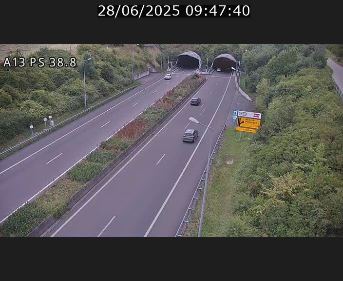 <h2>Webcam autoroute A13 à l'entrée ouest du tunnel Markusbierg à Schengen. Vue orientée vers Mondorf-les-Bains</h2>