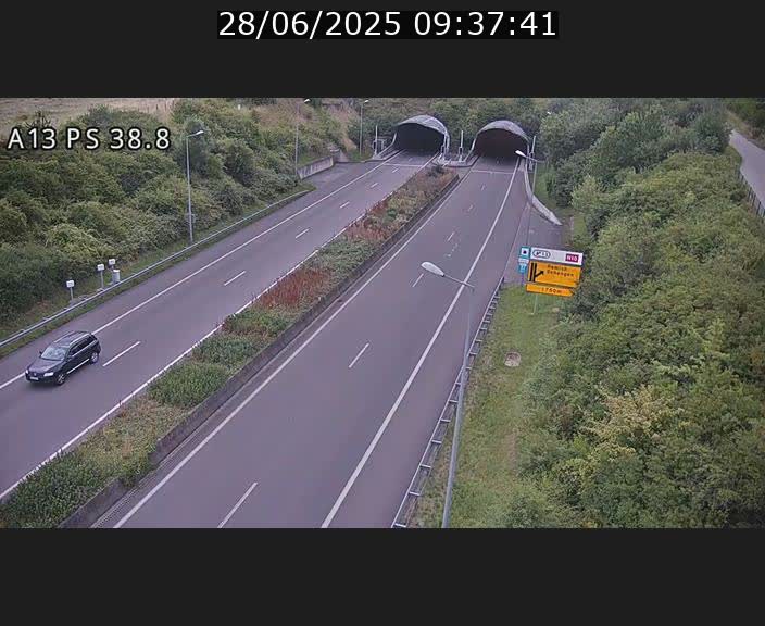 <h2>Webcam autoroute A13 à l'entrée ouest du tunnel Markusbierg à Schengen. Vue orientée vers Mondorf-les-Bains</h2>
