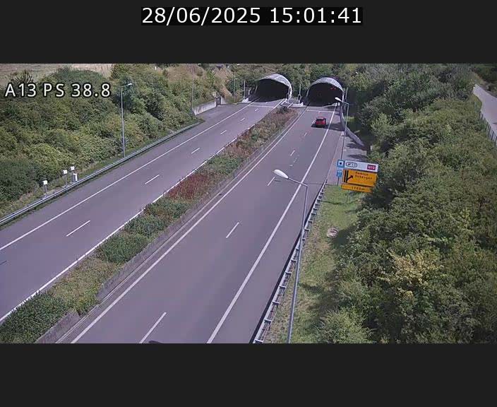 <h2>Webcam autoroute A13 à l'entrée ouest du tunnel Markusbierg à Schengen. Vue orientée vers Mondorf-les-Bains</h2>