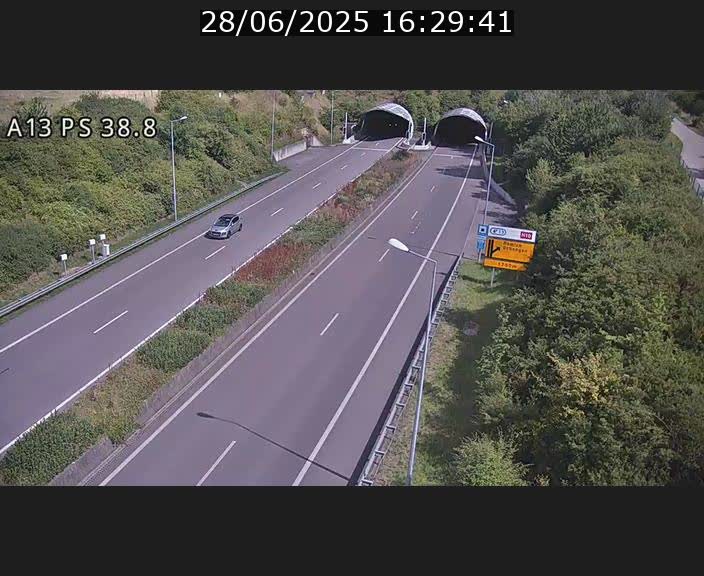 <h2>Webcam autoroute A13 à l'entrée ouest du tunnel Markusbierg à Schengen. Vue orientée vers Mondorf-les-Bains</h2>