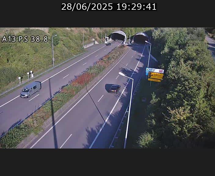 <h2>Webcam autoroute A13 à l'entrée ouest du tunnel Markusbierg à Schengen. Vue orientée vers Mondorf-les-Bains</h2>