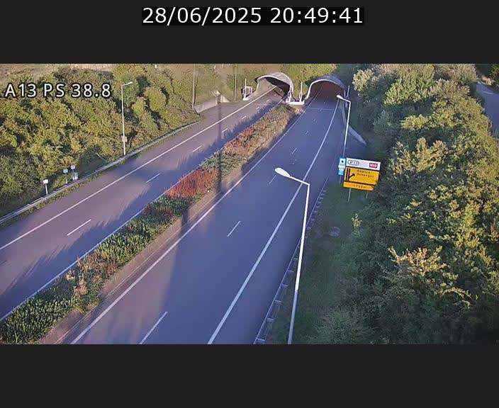 <h2>Webcam autoroute A13 à l'entrée ouest du tunnel Markusbierg à Schengen. Vue orientée vers Mondorf-les-Bains</h2>