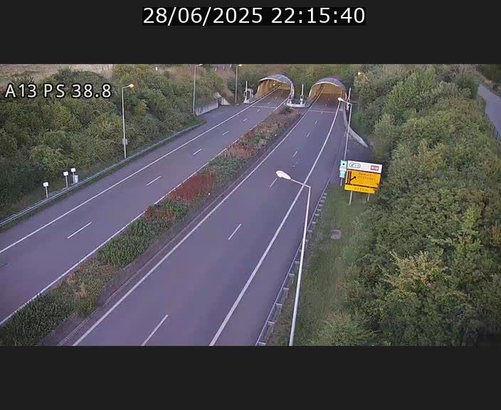 <h2>Webcam autoroute A13 à l'entrée ouest du tunnel Markusbierg à Schengen. Vue orientée vers Mondorf-les-Bains</h2>