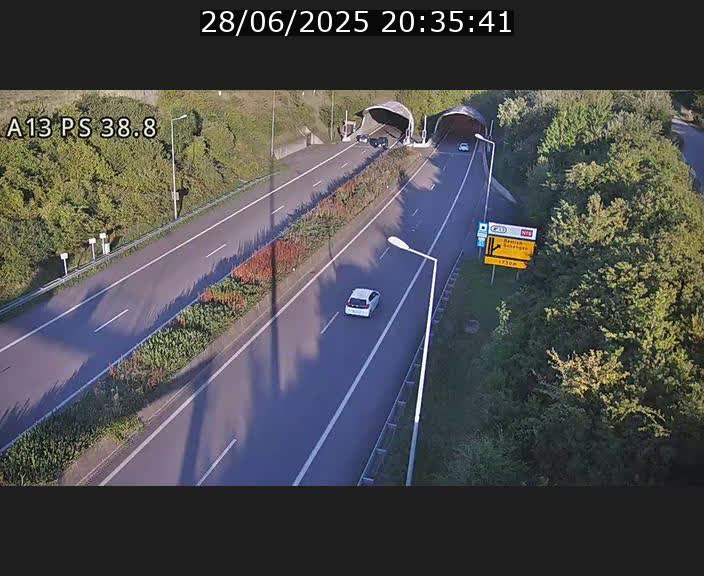 <h2>Webcam autoroute A13 à l'entrée ouest du tunnel Markusbierg à Schengen. Vue orientée vers Mondorf-les-Bains</h2>