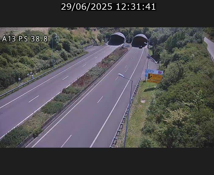 <h2>Webcam autoroute A13 à l'entrée ouest du tunnel Markusbierg à Schengen. Vue orientée vers Mondorf-les-Bains</h2>