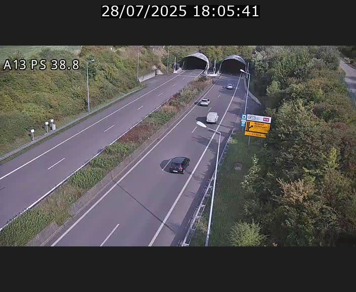 <h2>Webcam autoroute A13 à l'entrée ouest du tunnel Markusbierg à Schengen. Vue orientée vers Mondorf-les-Bains</h2>