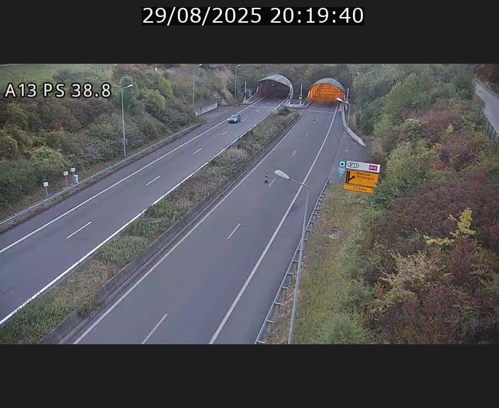 <h2>Webcam autoroute A13 à l'entrée ouest du tunnel Markusbierg à Schengen. Vue orientée vers Mondorf-les-Bains</h2>