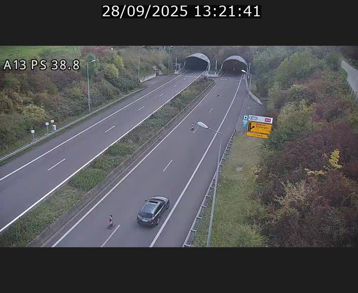 <h2>Webcam autoroute A13 à l'entrée ouest du tunnel Markusbierg à Schengen. Vue orientée vers Mondorf-les-Bains</h2>