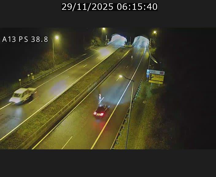 Webcam autoroute A13 à l'entrée ouest du tunnel Markusbierg à Schengen. Vue orientée vers Mondorf-les-Bains