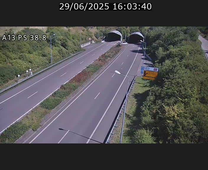 <h2>Webcam autoroute A13 à l'entrée ouest du tunnel Markusbierg à Schengen. Vue orientée vers Mondorf-les-Bains</h2>