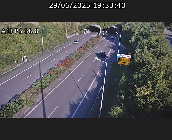 <h2>Webcam autoroute A13 à l'entrée ouest du tunnel Markusbierg à Schengen. Vue orientée vers Mondorf-les-Bains</h2>