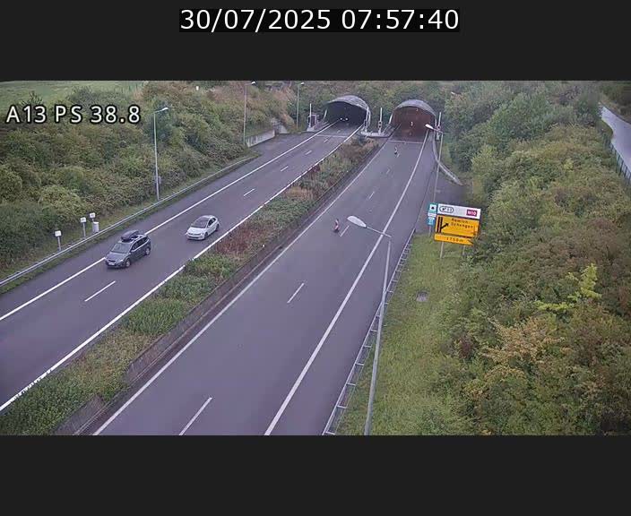 <h2>Webcam autoroute A13 à l'entrée ouest du tunnel Markusbierg à Schengen. Vue orientée vers Mondorf-les-Bains</h2>