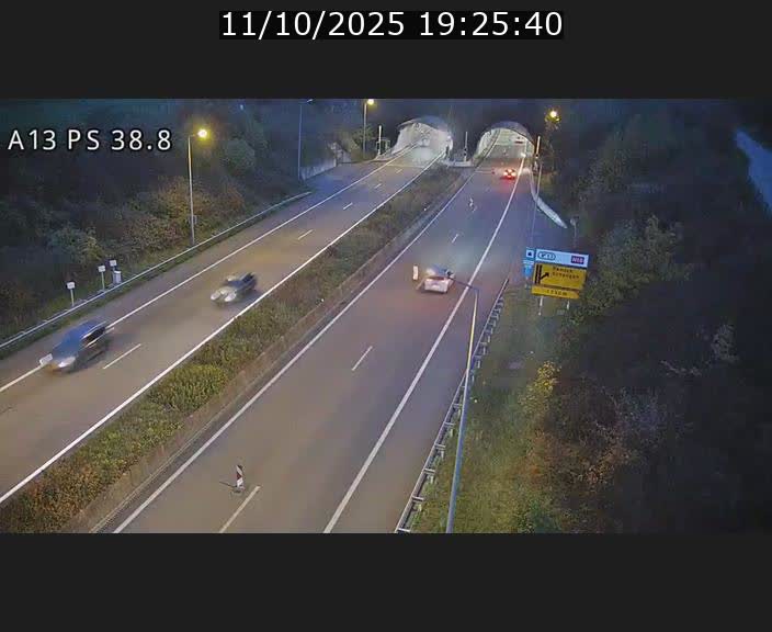 <h2>Webcam autoroute A13 à l'entrée ouest du tunnel Markusbierg à Schengen. Vue orientée vers Mondorf-les-Bains</h2>