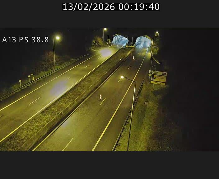 <h2>Webcam autoroute A13 à l'entrée ouest du tunnel Markusbierg à Schengen. Vue orientée vers Mondorf-les-Bains</h2>