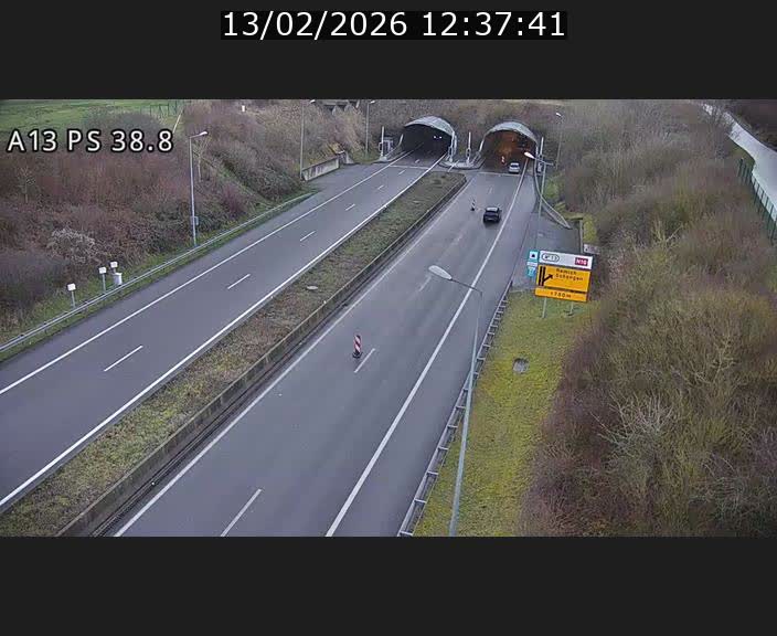 <h2>Webcam autoroute A13 à l'entrée ouest du tunnel Markusbierg à Schengen. Vue orientée vers Mondorf-les-Bains</h2>
