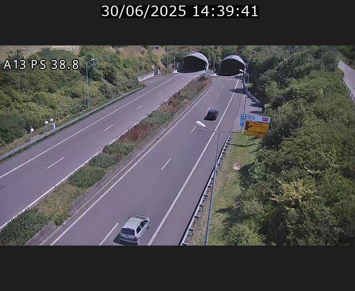 <h2>Webcam autoroute A13 à l'entrée ouest du tunnel Markusbierg à Schengen. Vue orientée vers Mondorf-les-Bains</h2>