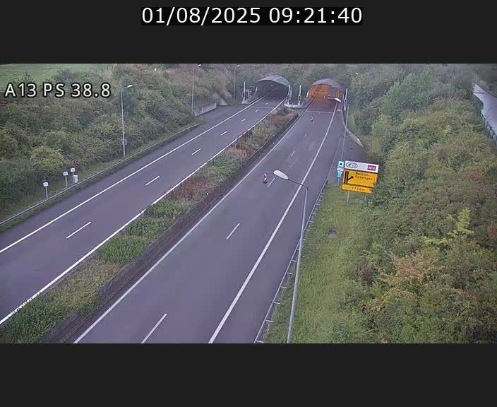 <h2>Webcam autoroute A13 à l'entrée ouest du tunnel Markusbierg à Schengen. Vue orientée vers Mondorf-les-Bains</h2>