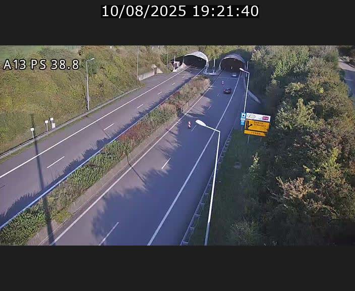 <h2>Webcam autoroute A13 à l'entrée ouest du tunnel Markusbierg à Schengen. Vue orientée vers Mondorf-les-Bains</h2>