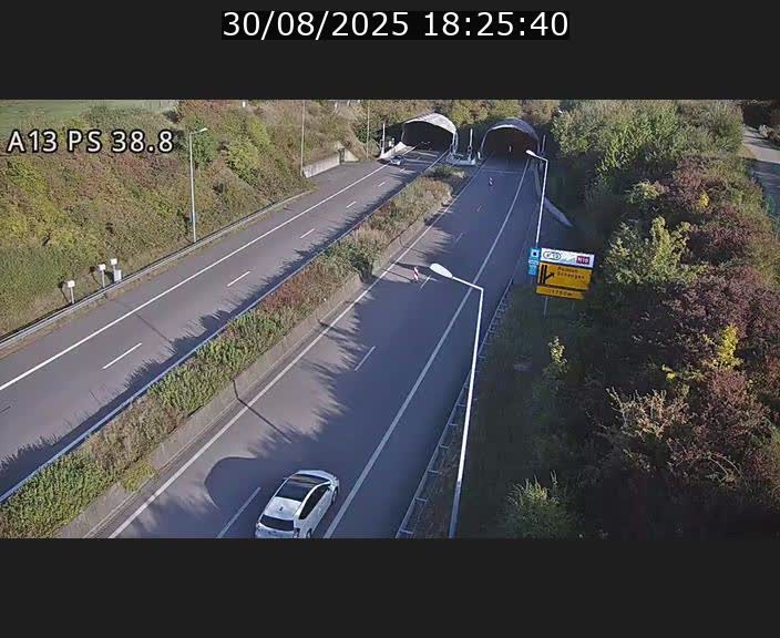 <h2>Webcam autoroute A13 à l'entrée ouest du tunnel Markusbierg à Schengen. Vue orientée vers Mondorf-les-Bains</h2>