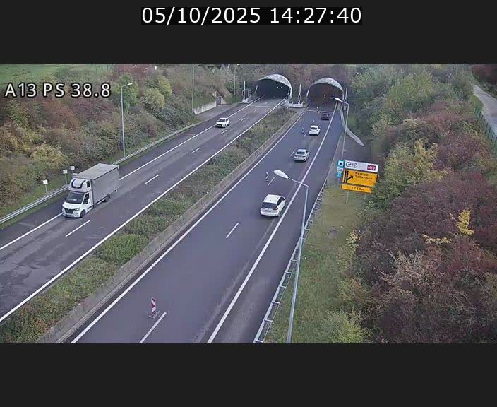 <h2>Webcam autoroute A13 à l'entrée ouest du tunnel Markusbierg à Schengen. Vue orientée vers Mondorf-les-Bains</h2>