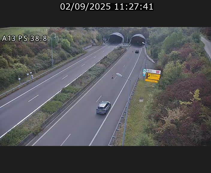 <h2>Webcam autoroute A13 à l'entrée ouest du tunnel Markusbierg à Schengen. Vue orientée vers Mondorf-les-Bains</h2>