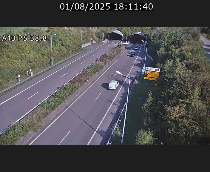 <h2>Webcam autoroute A13 à l'entrée ouest du tunnel Markusbierg à Schengen. Vue orientée vers Mondorf-les-Bains</h2>