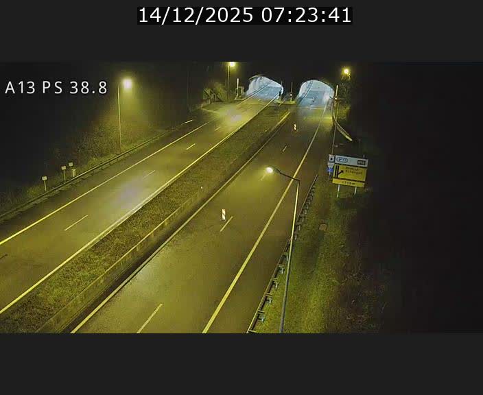<h2>Webcam autoroute A13 à l'entrée ouest du tunnel Markusbierg à Schengen. Vue orientée vers Mondorf-les-Bains</h2>