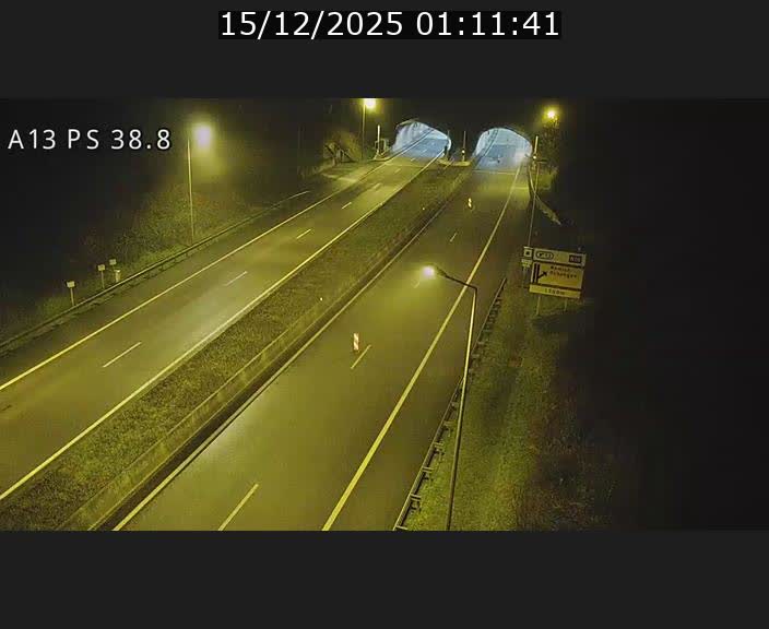 <h2>Webcam autoroute A13 à l'entrée ouest du tunnel Markusbierg à Schengen. Vue orientée vers Mondorf-les-Bains</h2>