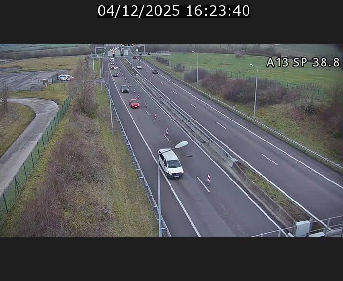 <h2>Webcam autoroute A13 à l'entrée ouest du tunnel Markusbierg à Schengen. Vue orientée vers le tunnel et l'Allemagne</h2>