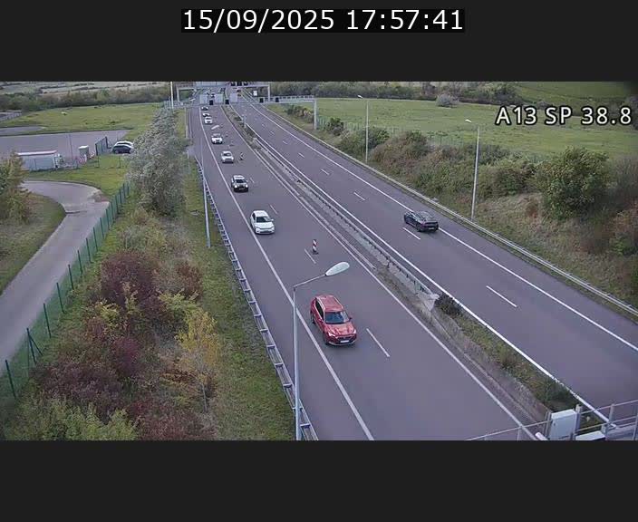 <h2>Webcam autoroute A13 à l'entrée ouest du tunnel Markusbierg à Schengen. Vue orientée vers le tunnel et l'Allemagne</h2>