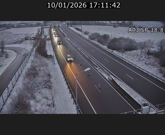 <h2>Webcam autoroute A13 à l'entrée ouest du tunnel Markusbierg à Schengen. Vue orientée vers le tunnel et l'Allemagne</h2>