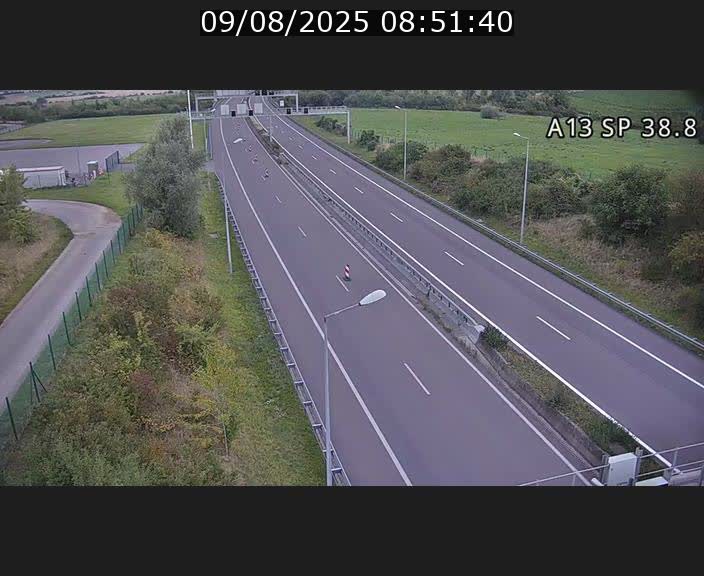 <h2>Webcam autoroute A13 à l'entrée ouest du tunnel Markusbierg à Schengen. Vue orientée vers le tunnel et l'Allemagne</h2>