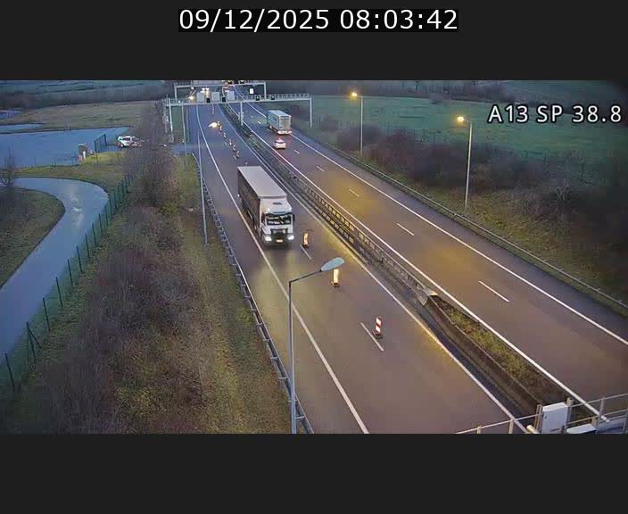 <h2>Webcam autoroute A13 à l'entrée ouest du tunnel Markusbierg à Schengen. Vue orientée vers le tunnel et l'Allemagne</h2>