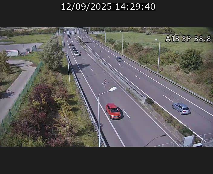 <h2>Webcam autoroute A13 à l'entrée ouest du tunnel Markusbierg à Schengen. Vue orientée vers le tunnel et l'Allemagne</h2>