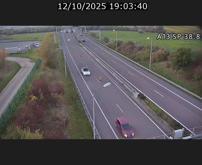 <h2>Webcam autoroute A13 à l'entrée ouest du tunnel Markusbierg à Schengen. Vue orientée vers le tunnel et l'Allemagne</h2>