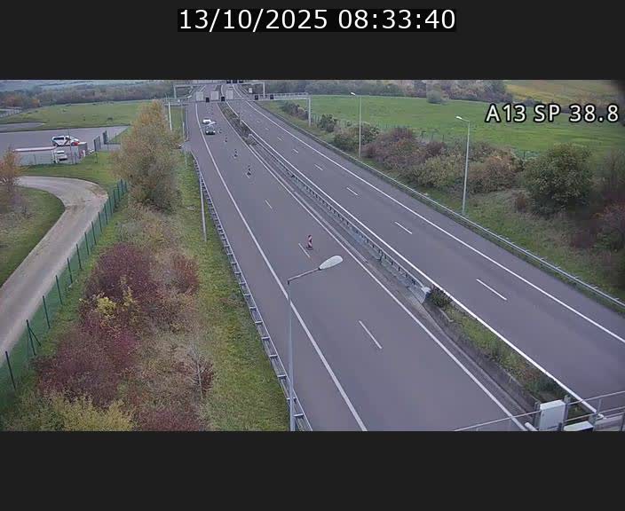 <h2>Webcam autoroute A13 à l'entrée ouest du tunnel Markusbierg à Schengen. Vue orientée vers le tunnel et l'Allemagne</h2>