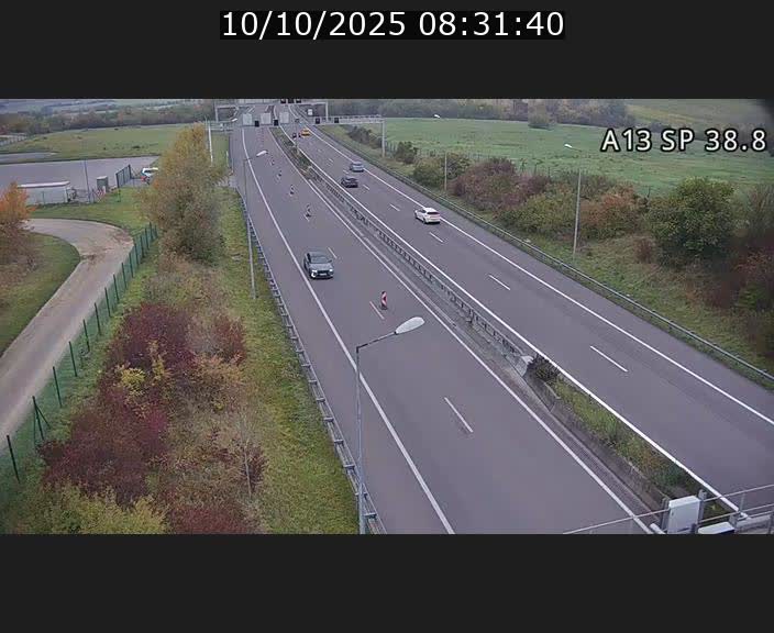 <h2>Webcam autoroute A13 à l'entrée ouest du tunnel Markusbierg à Schengen. Vue orientée vers le tunnel et l'Allemagne</h2>