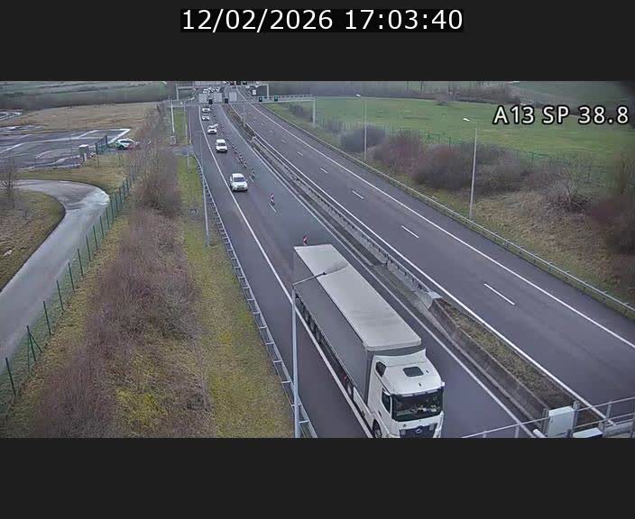 <h2>Webcam autoroute A13 à l'entrée ouest du tunnel Markusbierg à Schengen. Vue orientée vers le tunnel et l'Allemagne</h2>