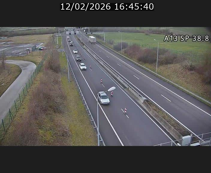 <h2>Webcam autoroute A13 à l'entrée ouest du tunnel Markusbierg à Schengen. Vue orientée vers le tunnel et l'Allemagne</h2>