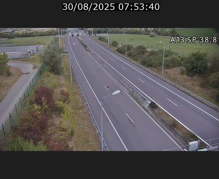 <h2>Webcam autoroute A13 à l'entrée ouest du tunnel Markusbierg à Schengen. Vue orientée vers le tunnel et l'Allemagne</h2>