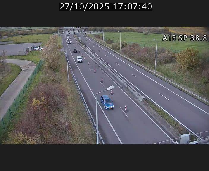 <h2>Webcam autoroute A13 à l'entrée ouest du tunnel Markusbierg à Schengen. Vue orientée vers le tunnel et l'Allemagne</h2>