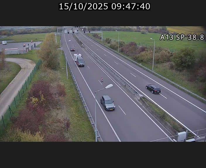 <h2>Webcam autoroute A13 à l'entrée ouest du tunnel Markusbierg à Schengen. Vue orientée vers le tunnel et l'Allemagne</h2>