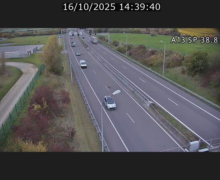 <h2>Webcam autoroute A13 à l'entrée ouest du tunnel Markusbierg à Schengen. Vue orientée vers le tunnel et l'Allemagne</h2>