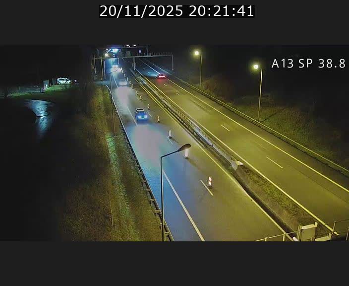 Webcam autoroute A13 à l'entrée ouest du tunnel Markusbierg à Schengen. Vue orientée vers le tunnel et l'Allemagne