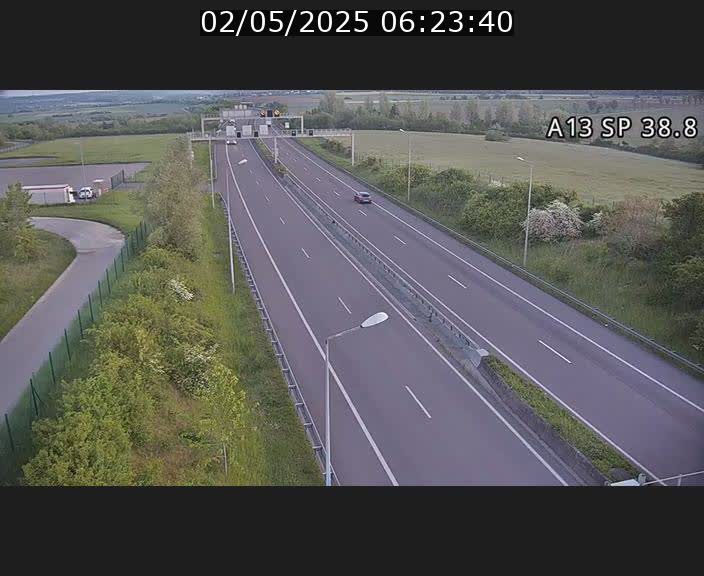 Webcam autoroute A13 à l'entrée ouest du tunnel Markusbierg à Schengen. Vue orientée vers le tunnel et l'Allemagne