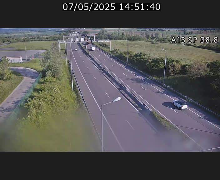 Webcam autoroute A13 à l'entrée ouest du tunnel Markusbierg à Schengen. Vue orientée vers le tunnel et l'Allemagne